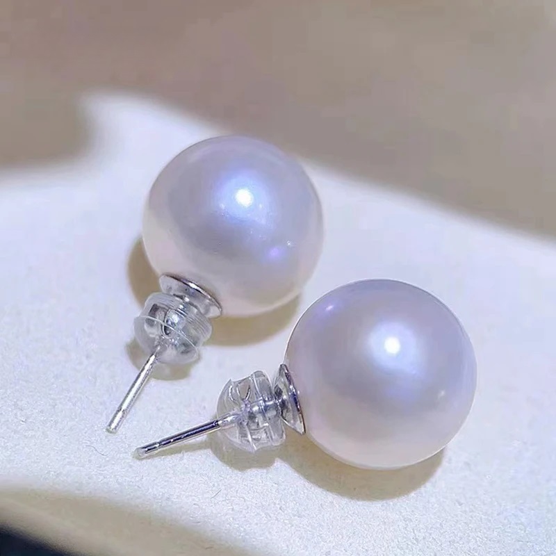 Super Natural Fresh Water Pearl Pure Round Edison Harbor Style Classic Earrings