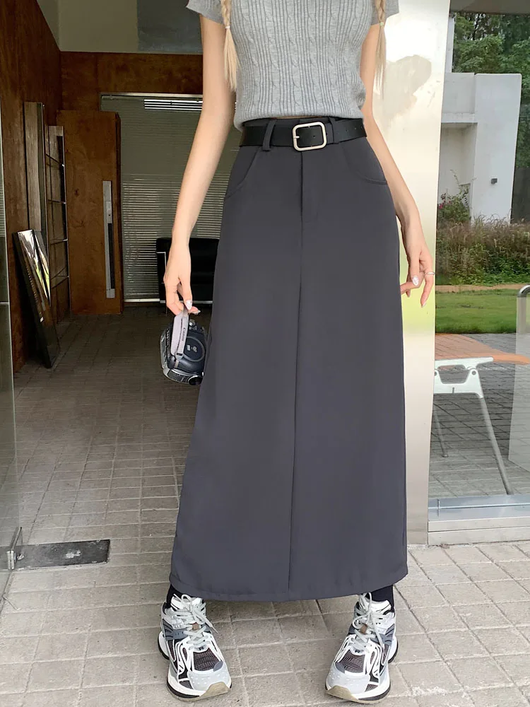 A-line Maxi Skirts All-match Simple Style Streetwear