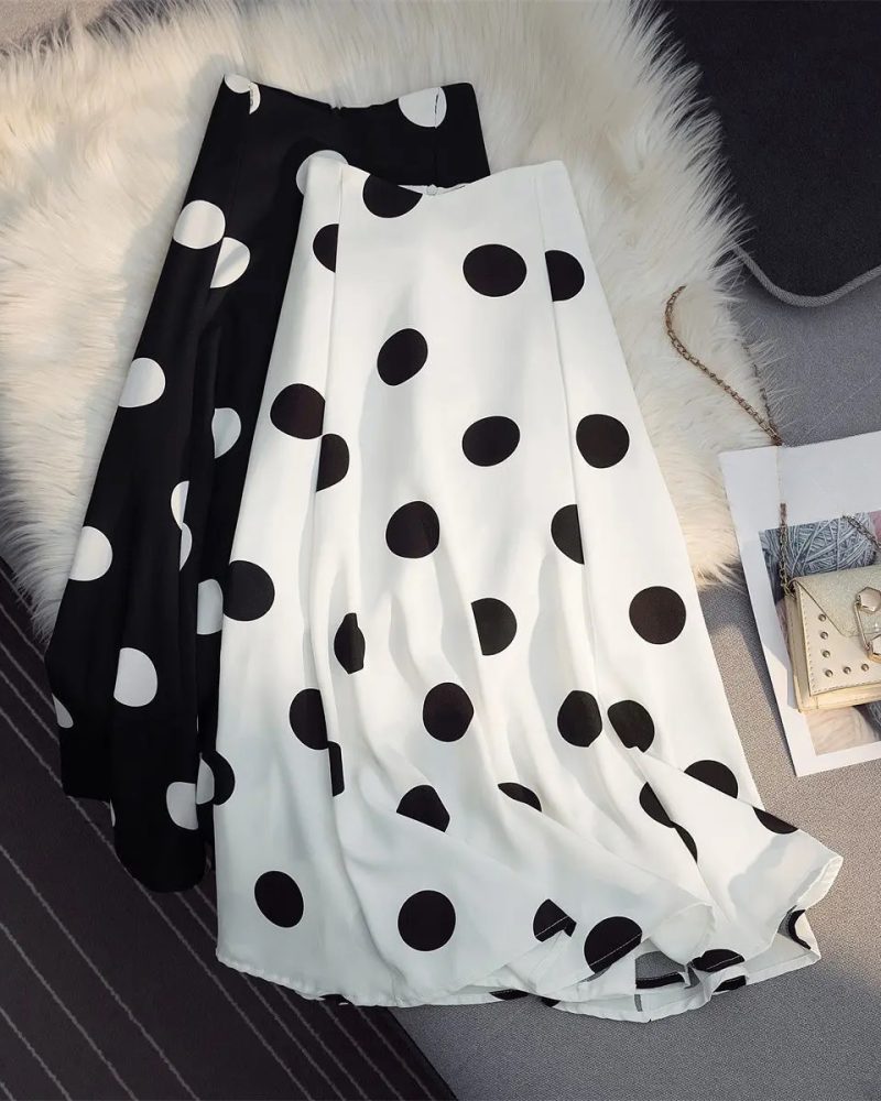 Casual Robe Fashion Office Elegant Skirt Retro Vestidos Dot Skirts