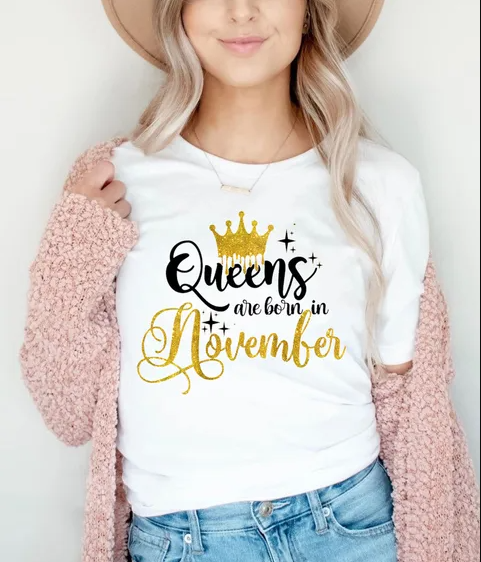 Chic "Birth Month Queen" Casual T-Shirts for Women - Perfect Summer Birthday Gift