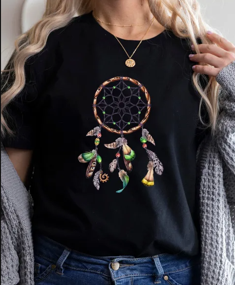 Chic Butterfly Watercolor Feather Print Tee for Women – Casual Summer Style