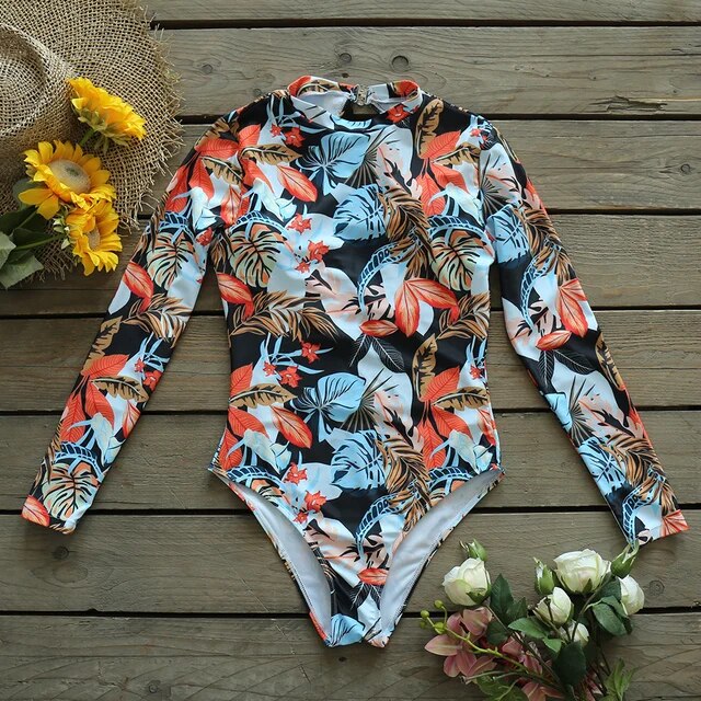 Chic Surf Ready Bodysuit Long Sleeved Beach Swimwear