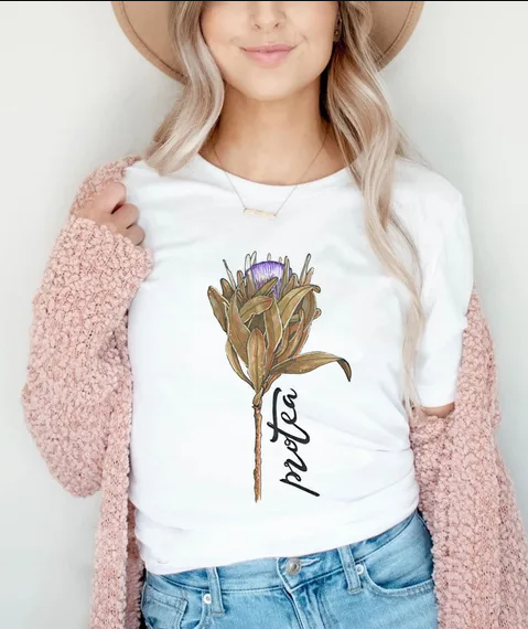 Chic Watercolor flower Print Tee - Women's Summer Casual Top