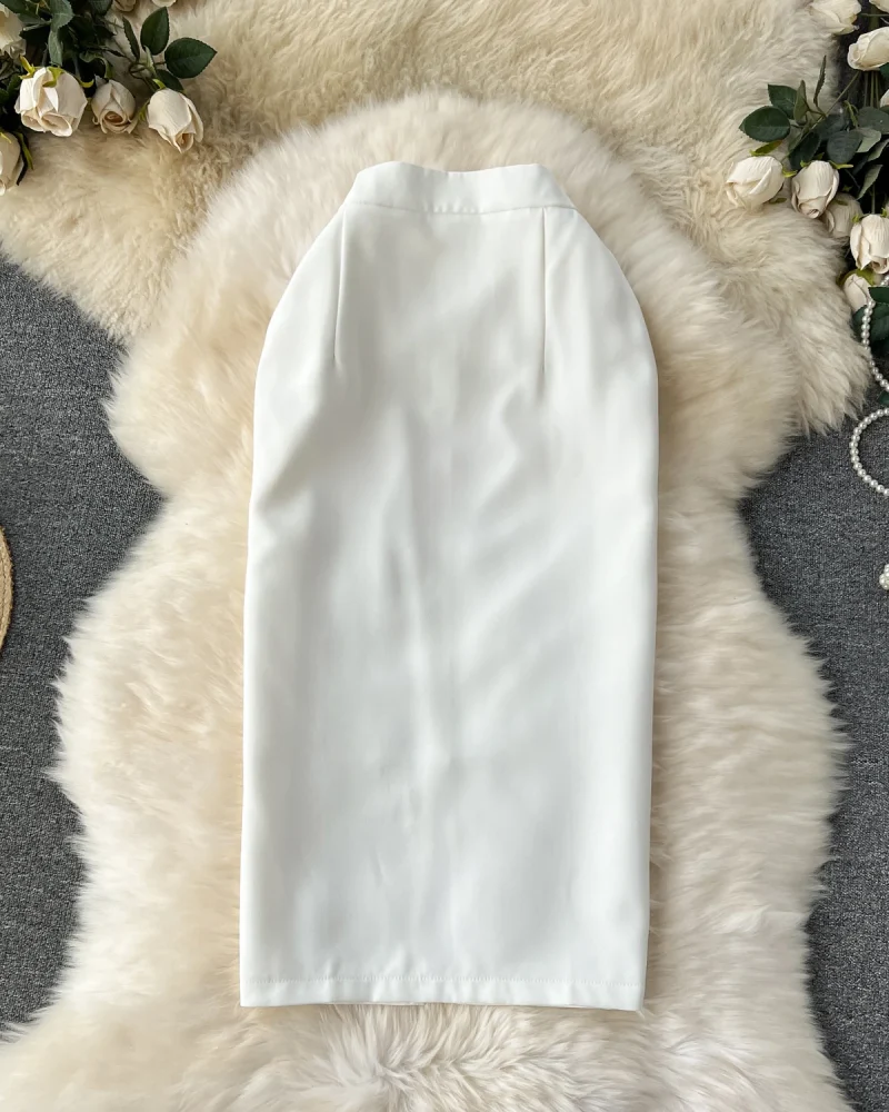 Classic A-Line Skirt - Professional Midi Skirt with Zipper Accent