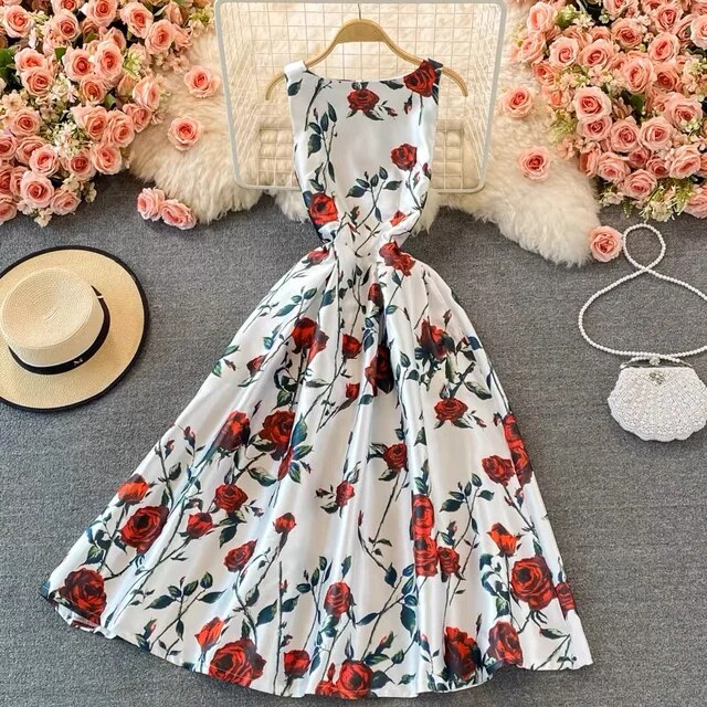 Essential Floral Print A-Line Dress with O-Neck – A Professional Woman's Seasonless Choice