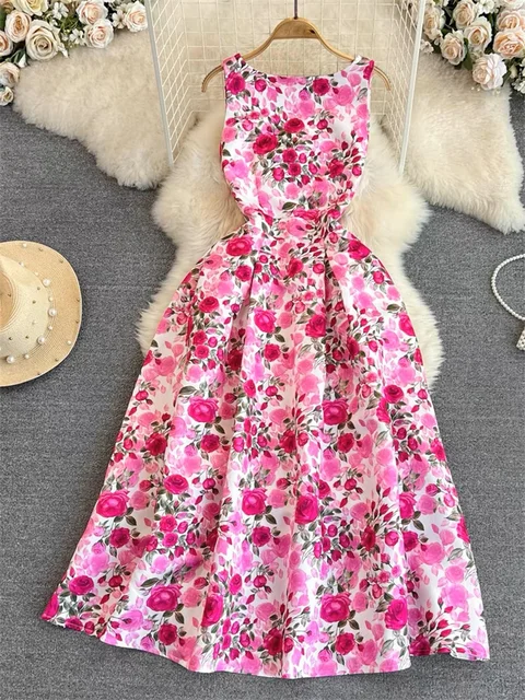 Fashion-Forward Sleeveless Floral Office Dress - Transition with Style