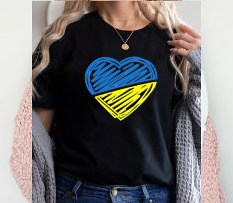 Heartbeat Graphic Tee: Women's Casual Blue and Yellow Print T-Shirt for Summer