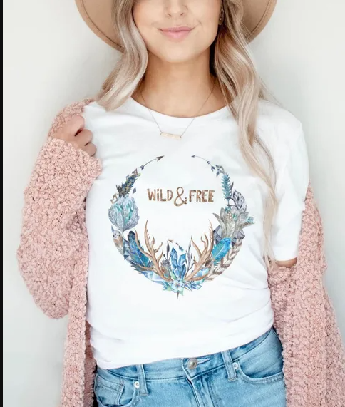 Stylish feather Graphic T-shirt for Women - Soft Broadcloth Comfort