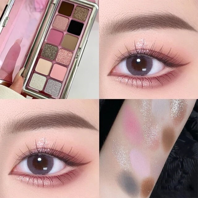 Timeless Beauty 12-Color Shimmer Palette Professional Grade Rose Pink Elegance