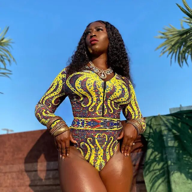 Versatile Printed Swimsuit Stylish Long Sleeve Bathing Wear