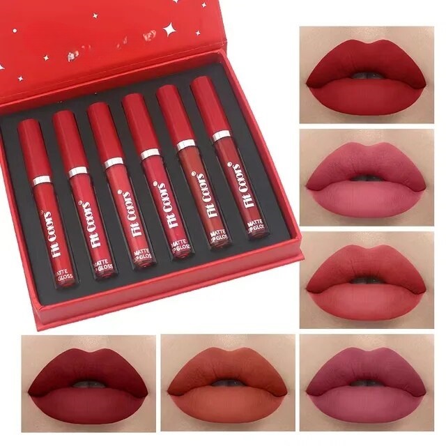 Vogue Velvet Matte Liquid Lip Kit 6Pcs Essential Shades, Professional Long-Lasting Formula