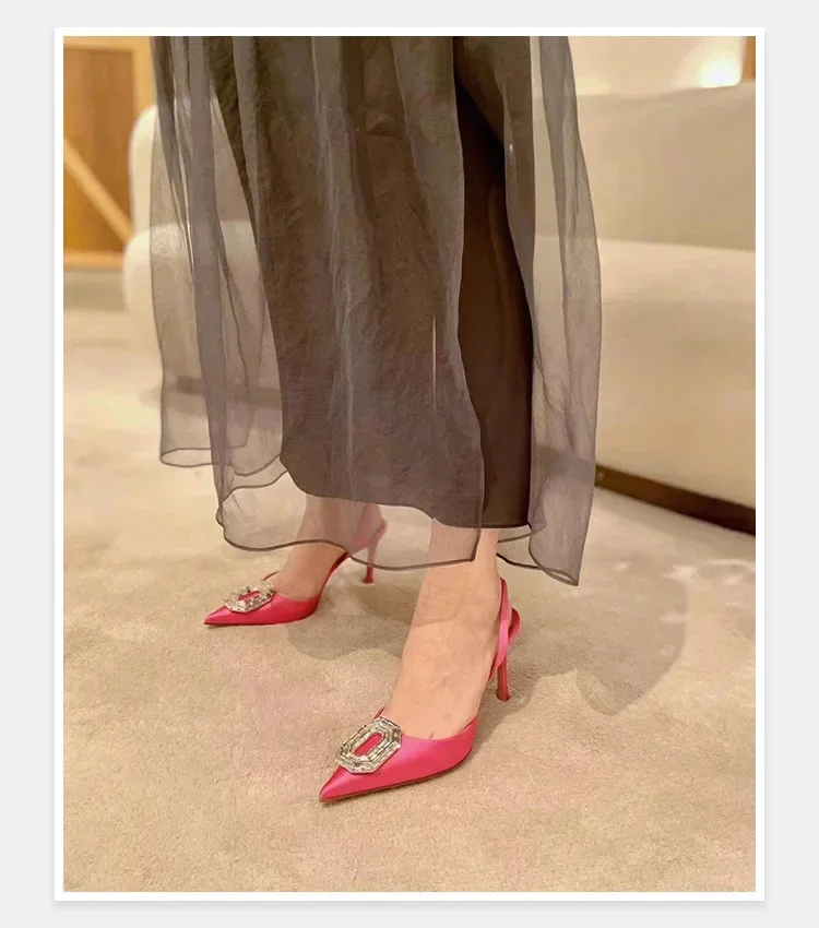 Elegance Silk Stilettos Luminous Crystal Array Pumps