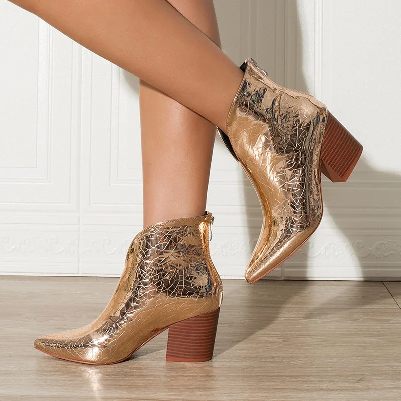 MetrixFlex Fretwork Boots UrbanAura Square-Heel