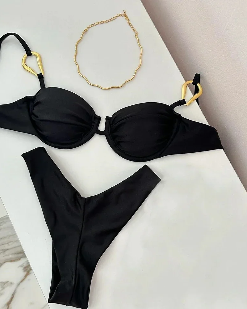 Micro Bikini Set Swimming Suit Solid Beachwear