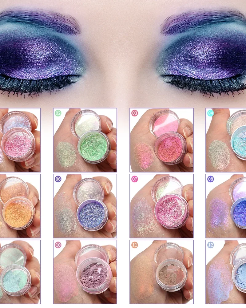 Powder Makeup Eyeshadow Holographic Polarized Eye Shadow Long Lasting Waterproof Eye Make Up