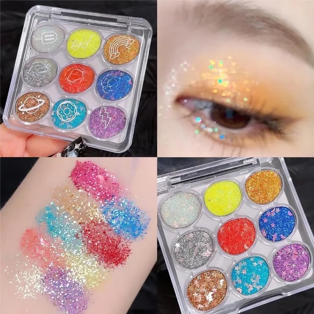 Waterproof Metallic Glitter Highlighter Palette Eyes Makeup