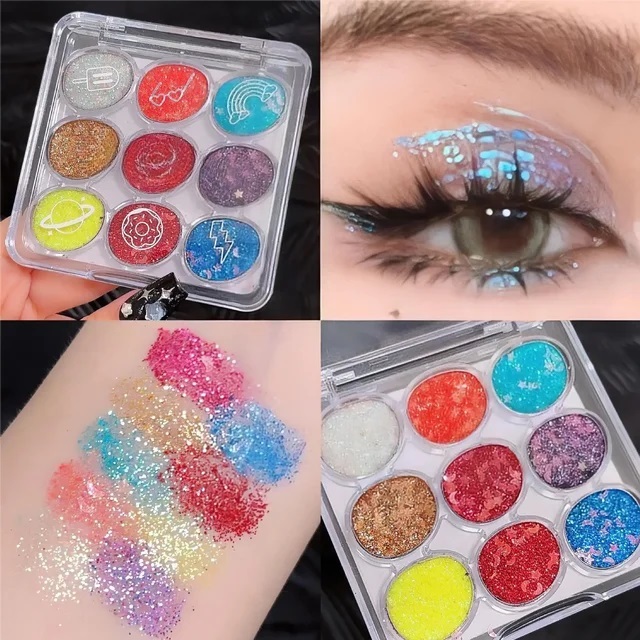Waterproof Shiny Metallic Glitter Highlighter Palette Eyes Makeup