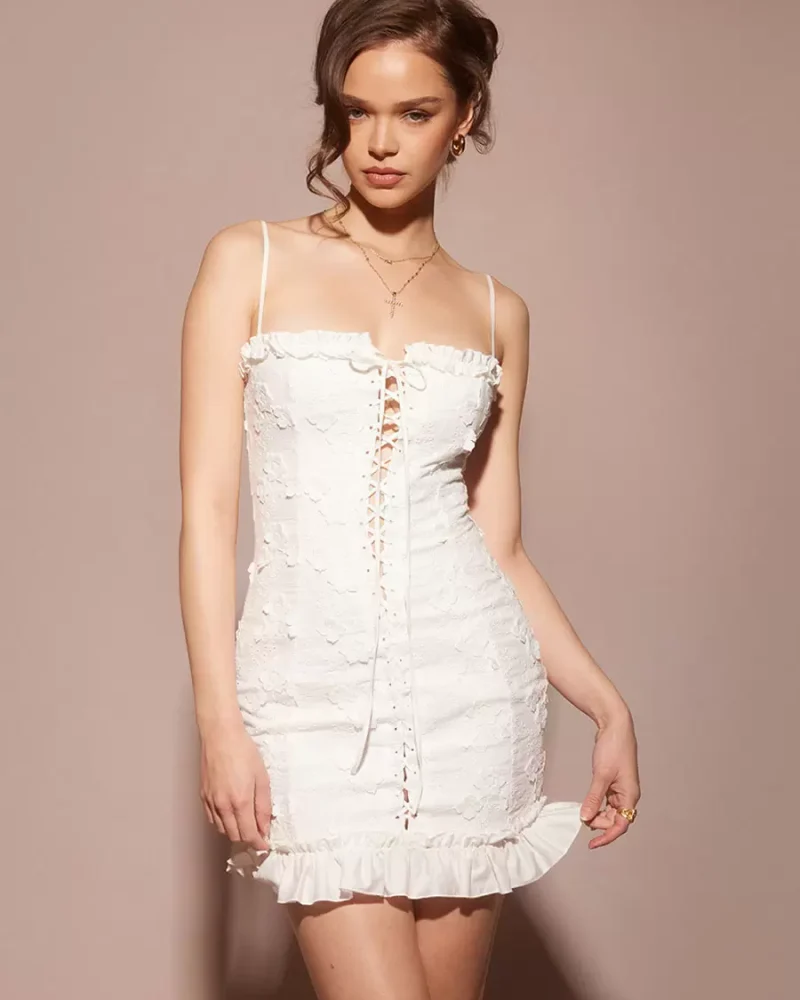 Bodycon Dresses Straps Neck Lace Up Knotted Chic Sleeveless Pencil Dress