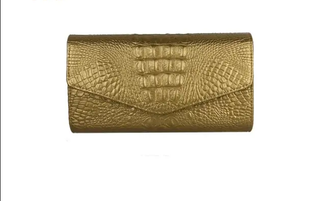 Crocodile Grain Chain Party Clutch Trendy Purse Pu Leather Envelope Clutch Bag Metal Handbags