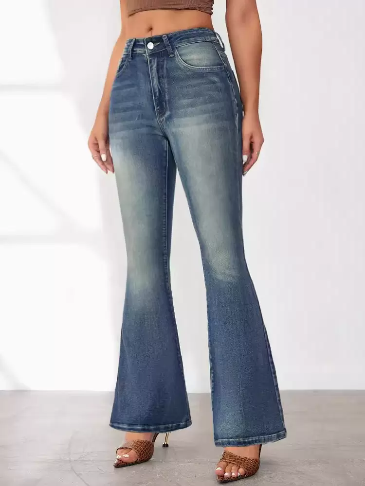 Fashion Jeans Chic Natural Waist Denim Elegant Jeans Pant