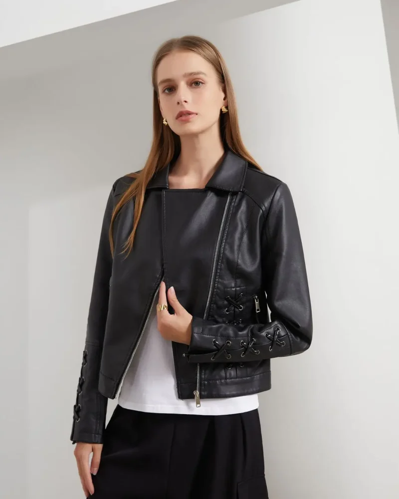 Faux Leather Jacket Coat Moto Biker Zipper Jacket Clothing