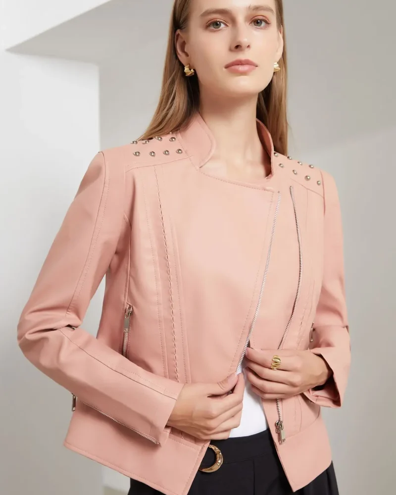 Faux Leather Jacket Motorcycle Moto Biker Zipper Jacket Coat