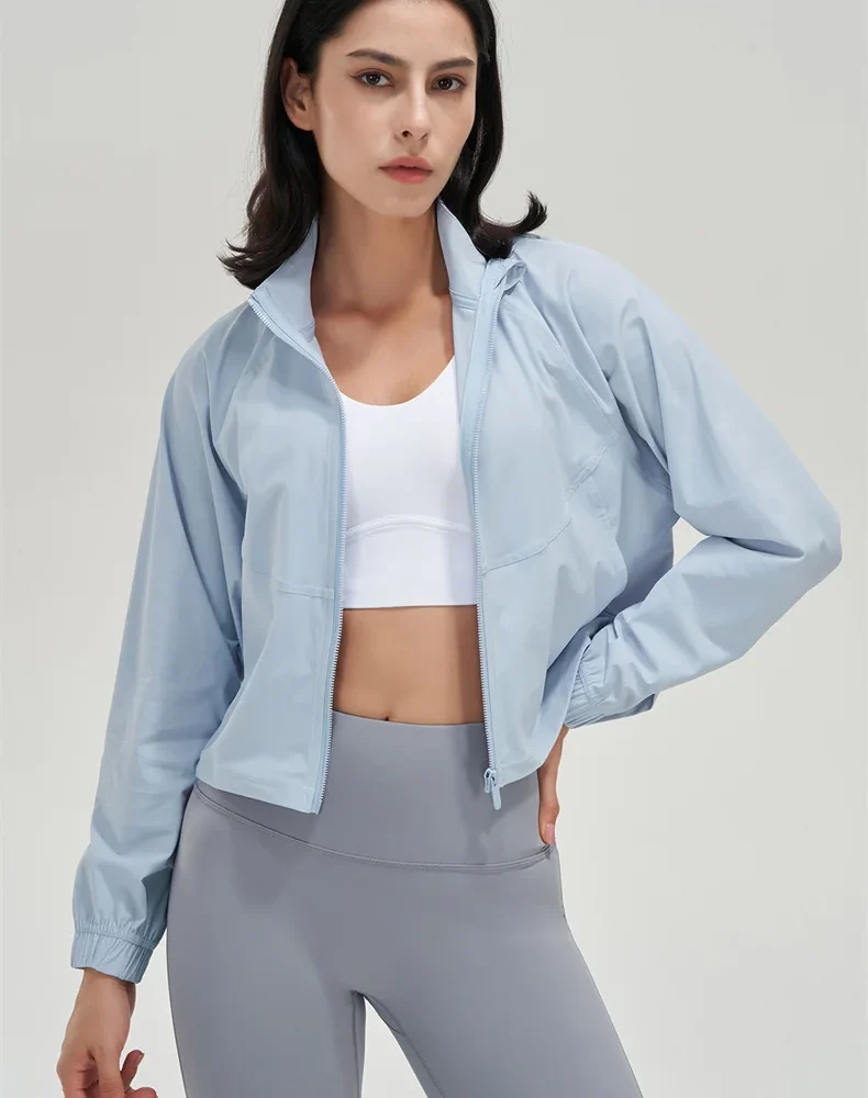 Fitness Yoga Long Sleeve Coat Loose Sports Tops Zipper Breathable Sunscreen T Shirt Workout Running Gym Clothing