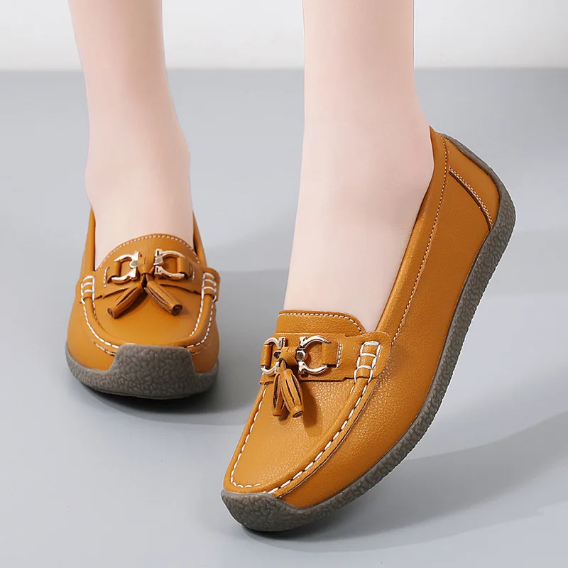 Flats Genuine Leather Moccasins Casual Slip-on Female Boat Loafers