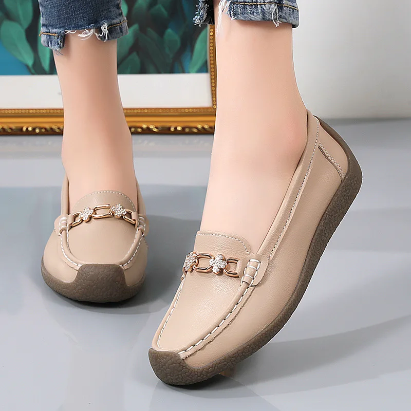 Genuine Leather Slip On Flats Moccasins Loafers Casual