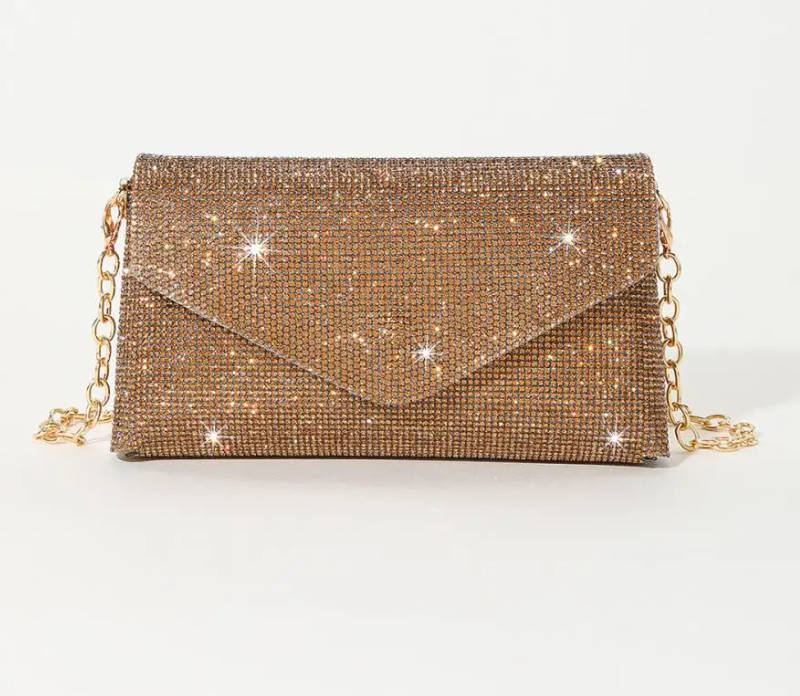 Gorgeous Exquisite Glitter Rhinestone Evening Clutch Handbag PU Leather Purse Mini Wallet Purses