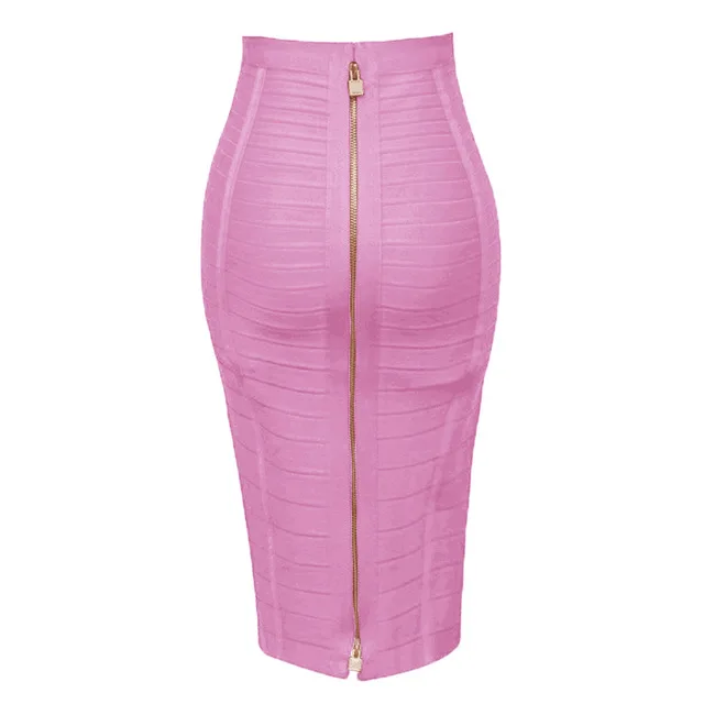 High Quality Zipper Bodycon Rayon Bandage Skirt Day Party Pencil Skirt