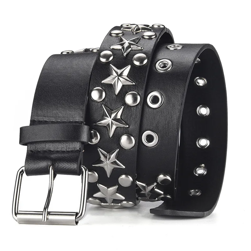Star Studded Faux Leather Gothic Belt, Rivet Hip Hop Belt