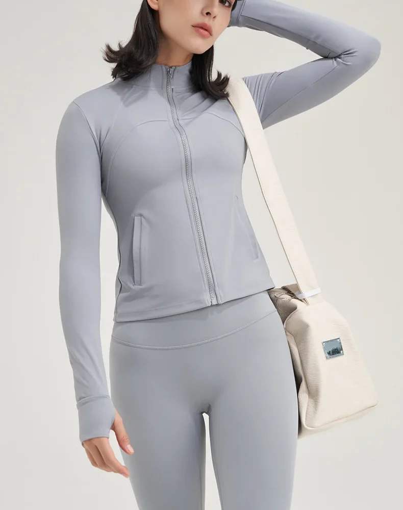 Yoga Long Sleeve Coat Zipper Loose Sports Tops Breathable Sunscreen T Shirt Workout Running Gym Clothing Fitness