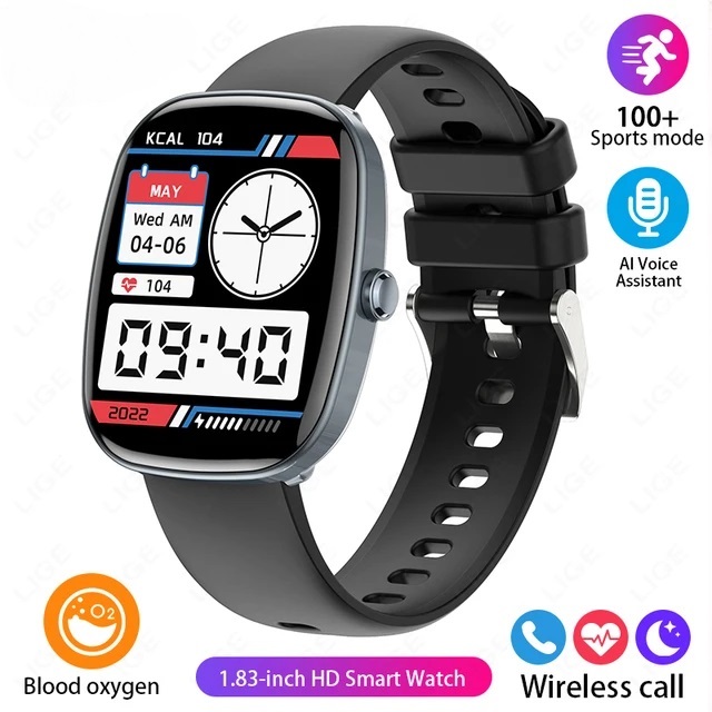 1.83 inch HD Screen IP68 Waterproof Bluetooth Call 24hours Health Monitor Smartwatch