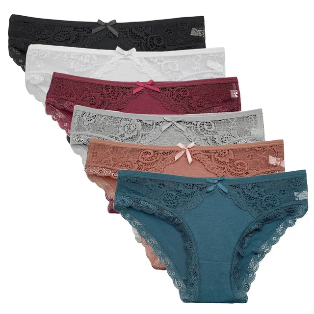 5 PCS SET Low Rise Lace Underpants Panties Cotton Briefs