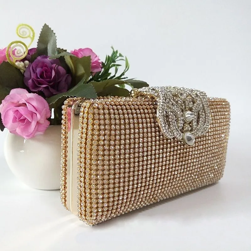 Dazzling Rhinestone Encrusted Party Bridal Clutch Purse
