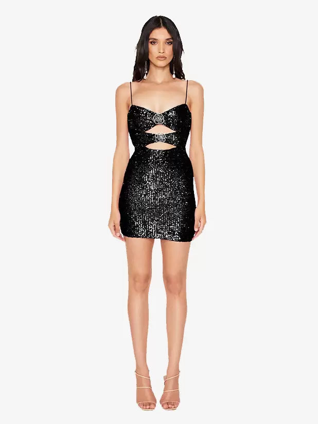 Elegant Straps Neck Cut Out And Sleeveless Semi Bodycon Formal Party Dress