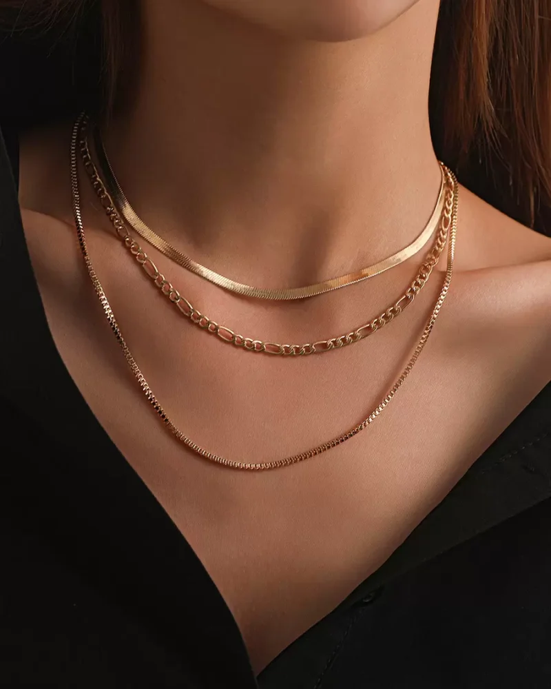 Hip Hop Bright Metallic And Alloy Multi-Layer Necklace