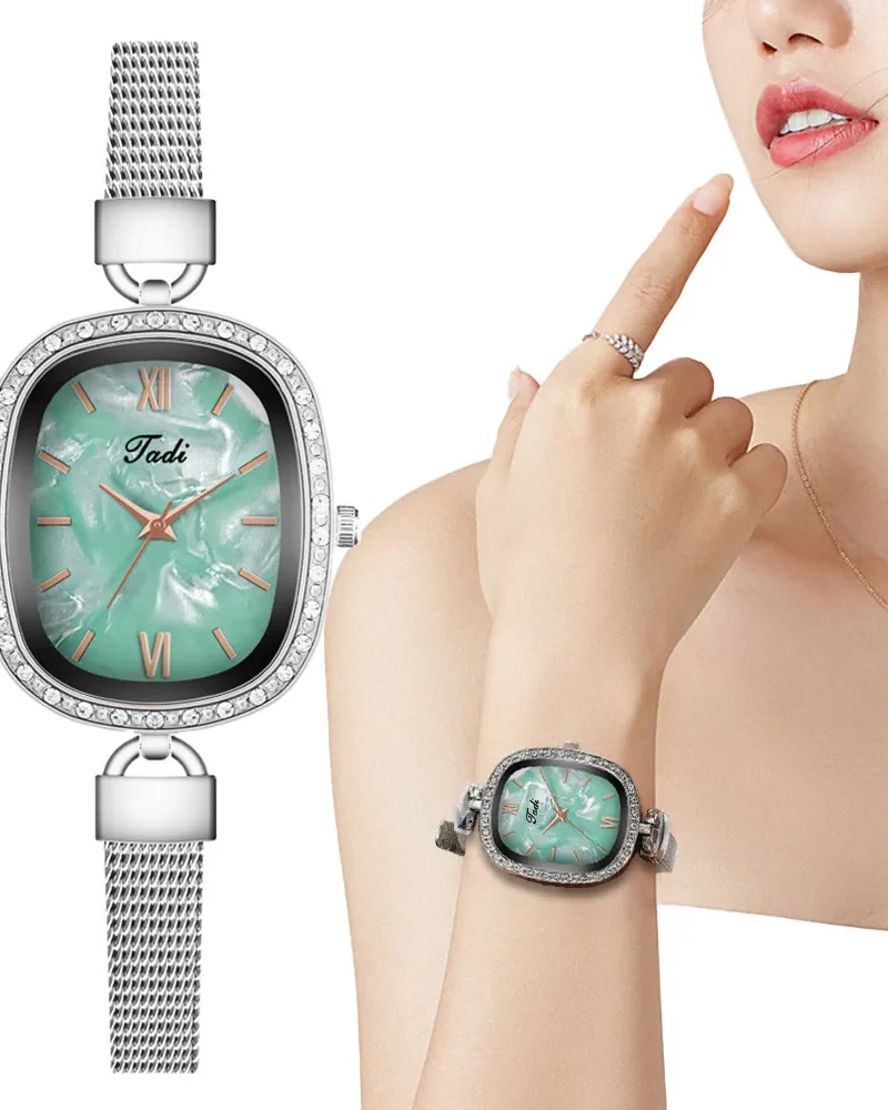 Luxury Qualities Quartz Simple Rectangle Stainless steel mesh belt Wristwatches