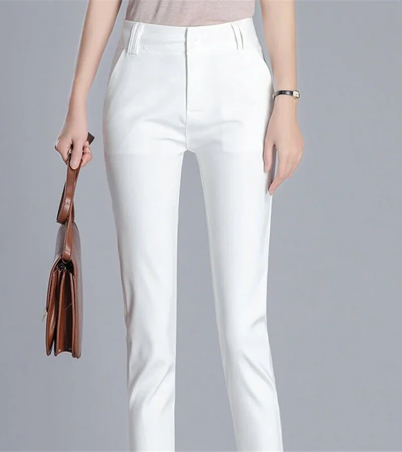 Casual Zipper Fly High Waist Slim Ankle-Length Pencil Pants
