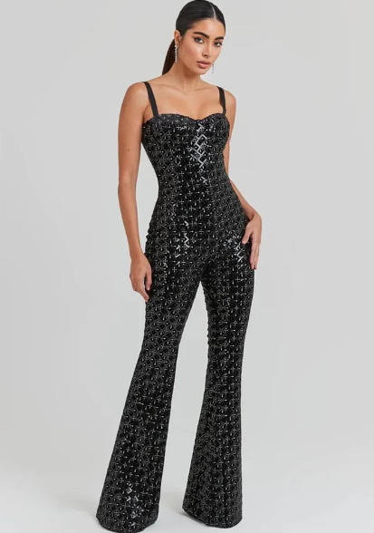 Backless Mesh Sequins High Street Bodycon Rompers Jumpsuit
