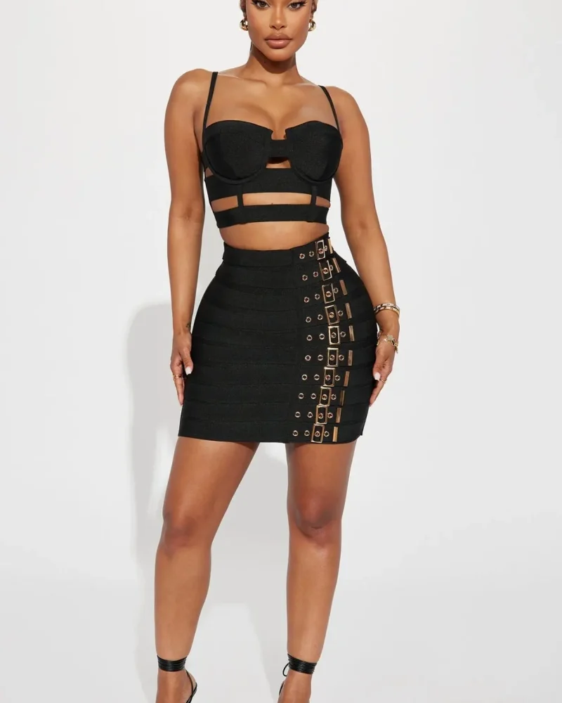 Bandage Tops Pencil Skirts Set Nightclub High Quality Fashion Celebrity Party dress