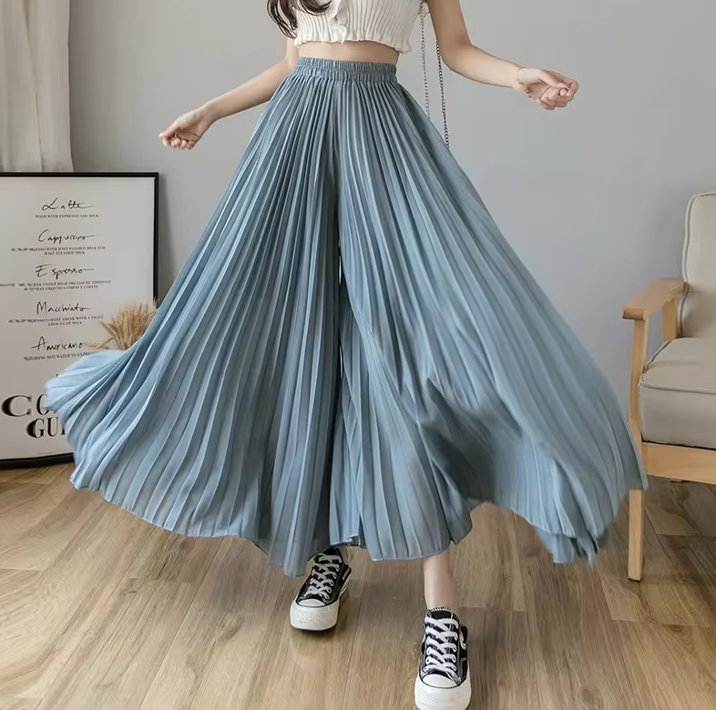 Casual Chiffon High Waist Pleated Loose Wide Leg Pants