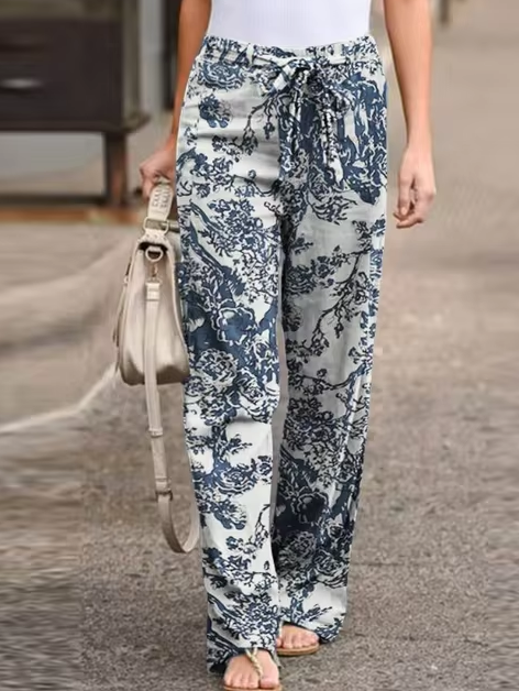 Casual Comfortable Elastic Waist Cotton Wide Leg Pants