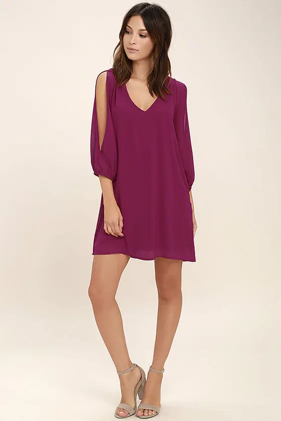 Double V Neck Hollow out Sleeve Casual Mini Shift Dresses