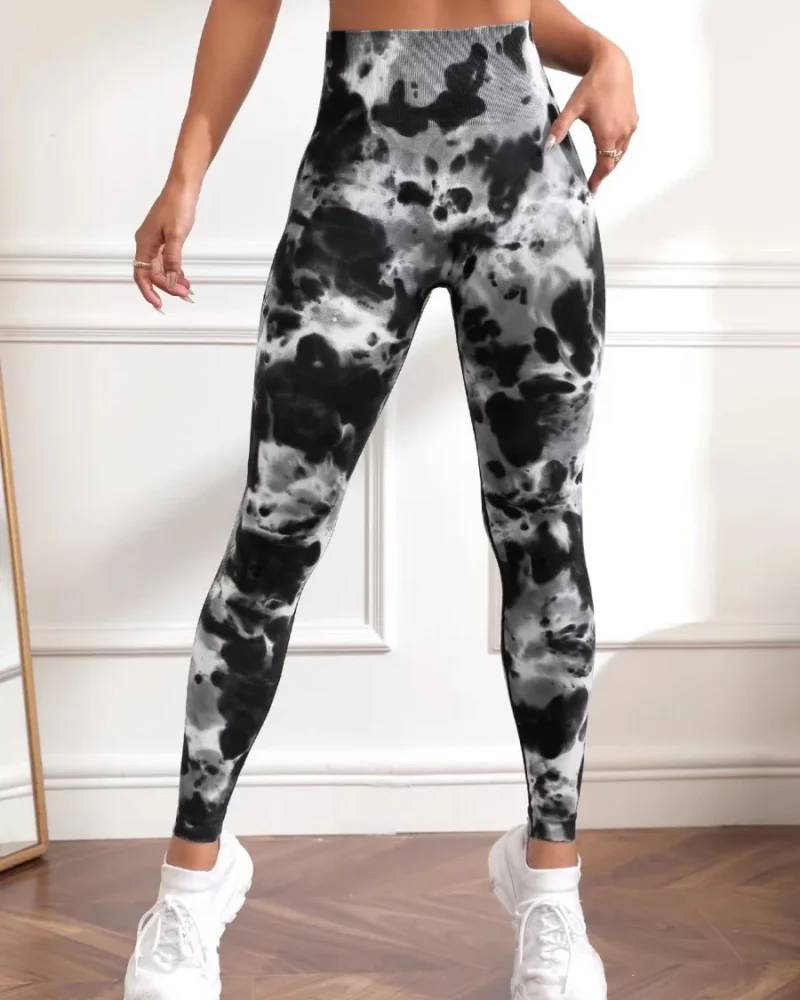 Casual Print Tie Dye Seamless High Waist Gym Leggings