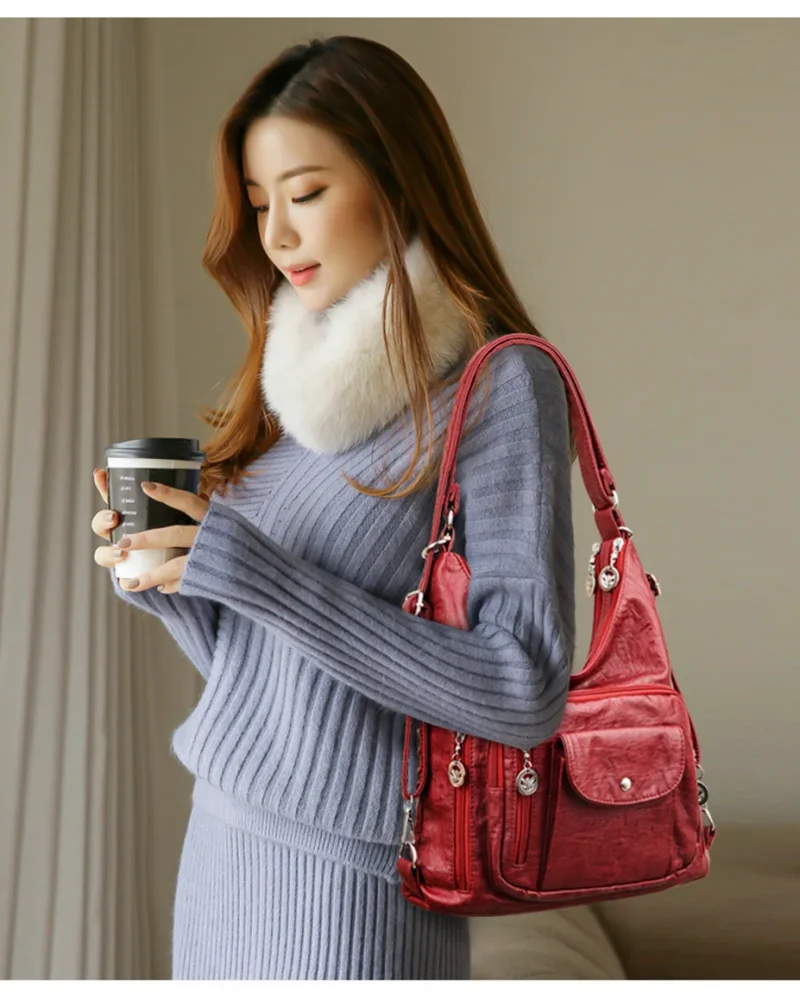 Casual Vintage Retro Pu Leather Tote Designer Shoulder Bag