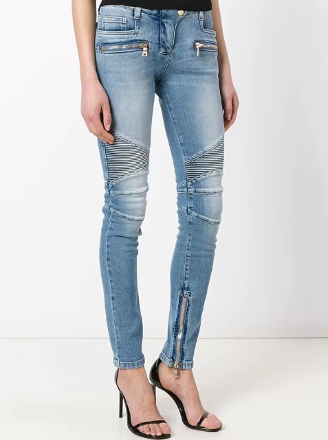 Classic Zipper Fly Motorcycle Rider Skinny Jeans Pants