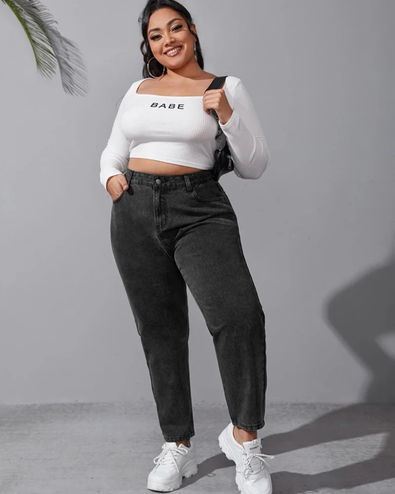 Classic zipper fly Cotton Plus Size Denims stretchy Jeans Street wear