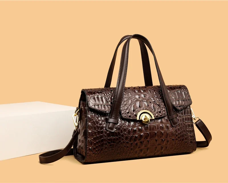 Crocodile Pattern Luxury Designer Cross body Leather Large Capacity Tote Handbags